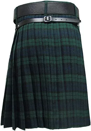 HM Men's Kilt Black Watch Tartan 8 Yard/Scottish Kilt 8 Yard Black Watch Tartan