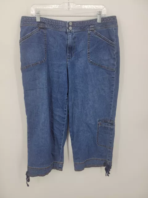 Coldwater Creek Jeans Womens 14 Dark Wash Wide Leg Crop Blue Denim Casual