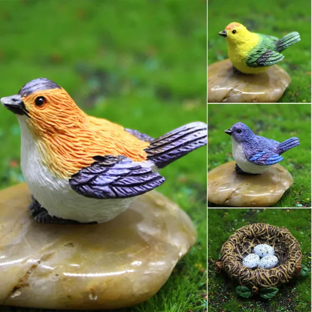 1x Mini Blue Bird Miniature Statue Cute Sculpture Ornaments Handicraft Decor