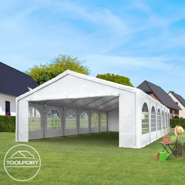 Partyzelt Pavillon 5x8m Bierzelt Festzelt Gartenzelt Vereinszelt Zelt grau-weiß 3