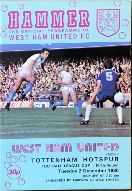 West Ham United V Tottenham Hotspur - 1980/81 League Cup 5R - 2nd December 1980