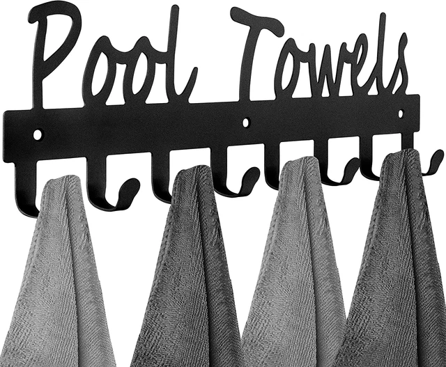 Pool Towel Wall Rack Holder Hooks for Mount Bathroom Outdoor Carbon Mounted