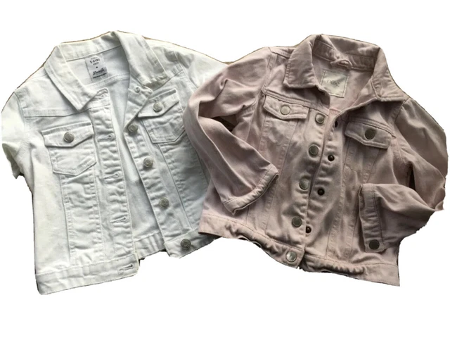 GIRLS BUNDLE Clothing 2 DENIM JACKETs Pink White Summer age 5 to 6 years NEXT