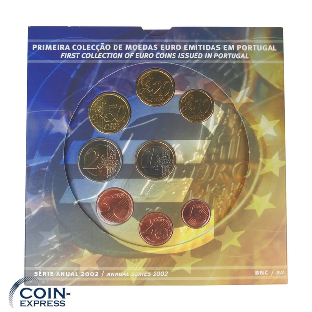 *** EURO KMS PORTUGAL 2002 BU Kursmünzensatz im Folder 1. Offizielle Ausgabe ***