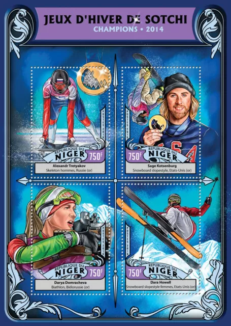 Sports Winter Olympics Stamps Niger 2016 MNH Sochi 2014 Snowboarding 4v M/S