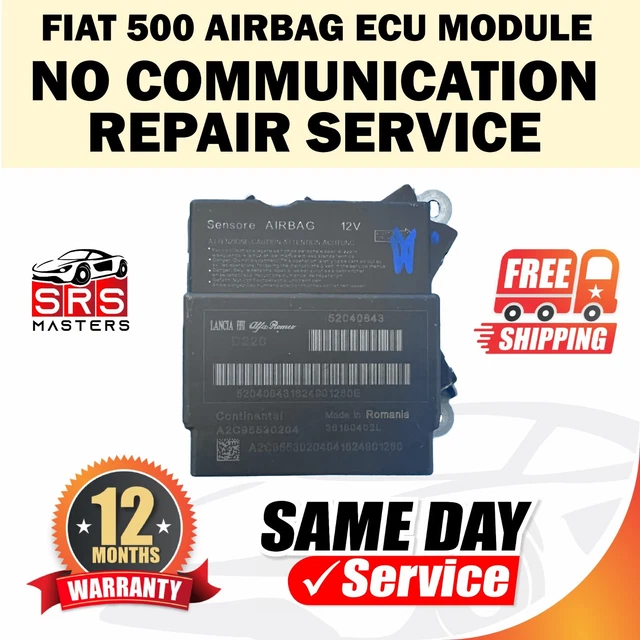 FIAT 500 AIRBAG ECU 52040843 A2C95530204 NO COMMUNICATION Fault repair