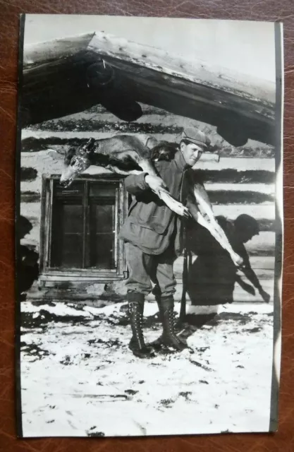 Vtg 1920's Photo POSTCARD RPPC Cheyenne Wyoming DEER JUGGLING HUNTER Wrestler