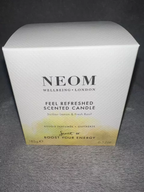 NEOM Sicilian Lemon & Fresh Basil 185g Candle ~ New~ RRP £38