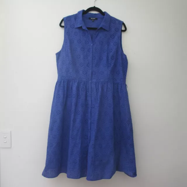 Diana Ferrari Womens Dress Size 18 Blue Shirt Dress Lace/ broderie Sleeveless