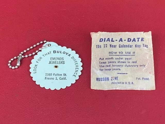 Vintage NEW OLD STOCK Bulova Watches 1959-76 Perpetual Calender Keychain Fob Tag