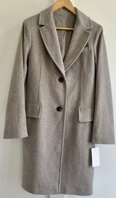 Fleurette Womens Notched Collar Wool Coat Oatmeal Made USA New Tags Sz 10
