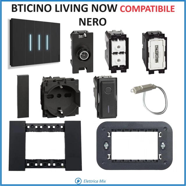 Pres USB Da Muro Bticino Living Light - Caricatore 5V 2.1A Con Porta USB, Nero | Ricarica Veloce Per Scatole 503/504/505 - Foto 3