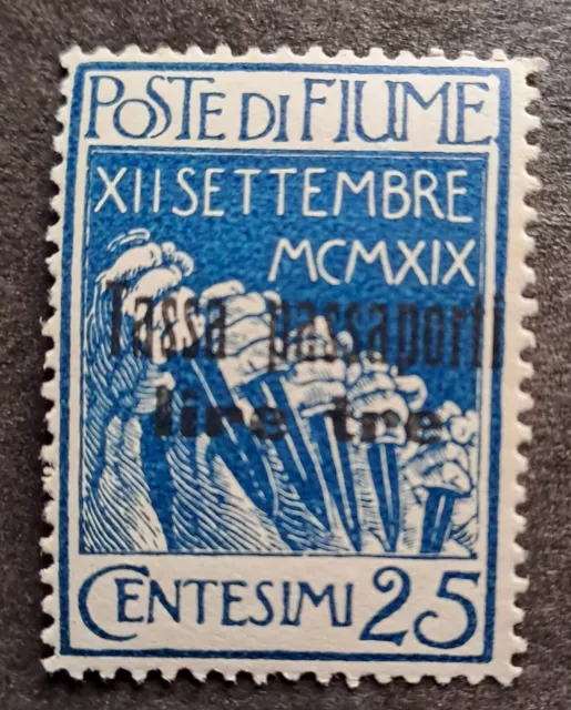 Fiume, Tassa Passaporti Revenue Stamp, Fiscal Stamp Mnh**