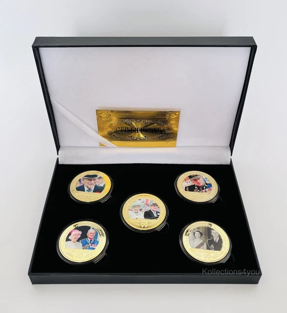 Valeur Pièce D'or Souverain Elisabeth Pièces Commémoratives Reine Elizabeth II - Lot De 2 Pièces Plaqué Or/argent, Diamètre 40mm - Collection, Décoration, Cadeau Souverain Elisabeth 2 Pièces D'or