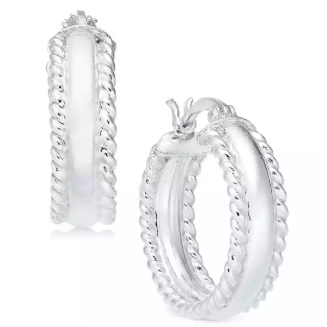 Giani Bernini Polished Rope Edge Hoop Earrings in Sterling Silver