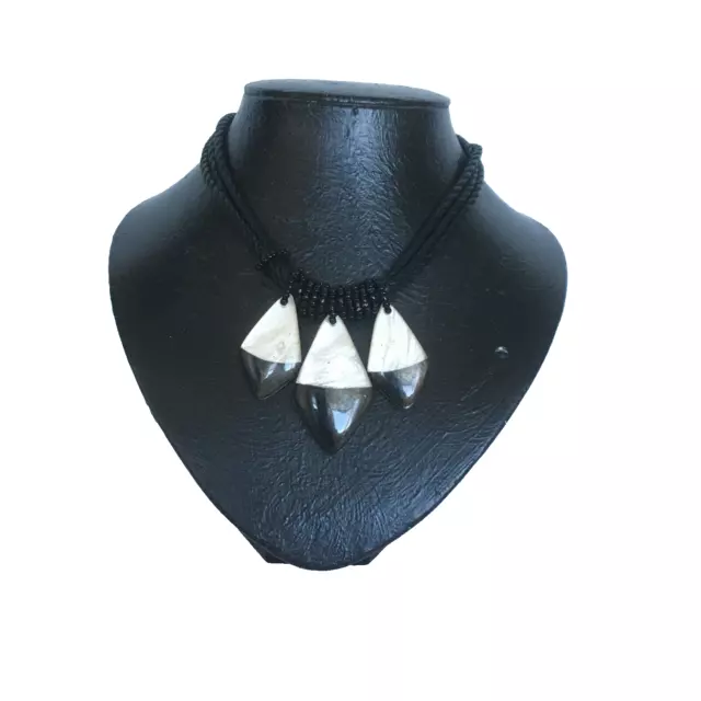 Necklace -Ethnic - Collar  - Three Diamond Shaped Pendants &  Gift Bag