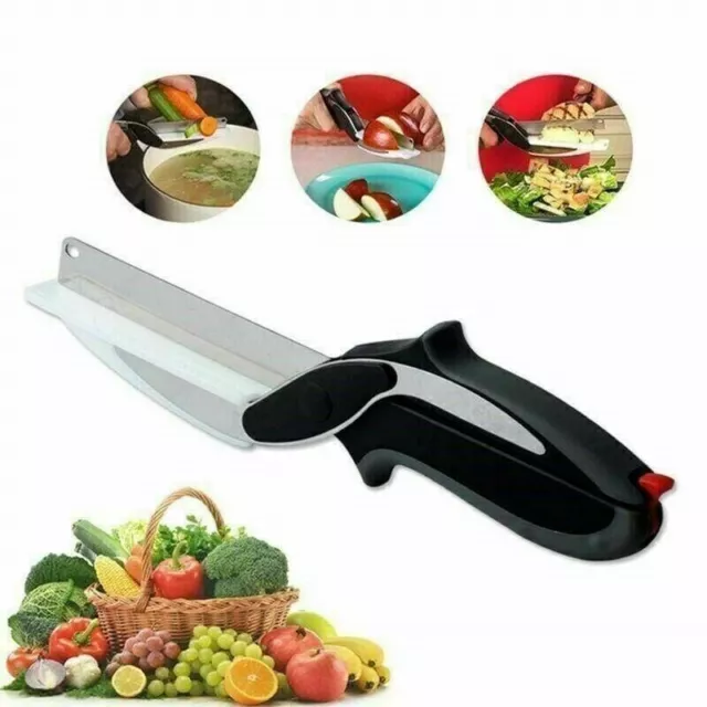 2-in-1 Clever Cutter shear Cutting Board Scissors Food Choppers Vegetable Slicer