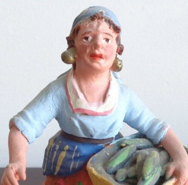 Santon Napolitain Maraichère courgette paysanne De Francesco Nicola Vintage