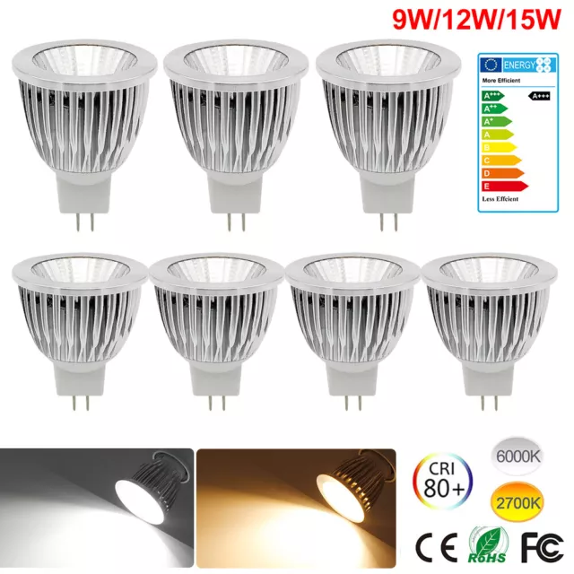 MR16 LED Bulbs 9W 12W 15W COB Downlight DC 12V Spotlight Energy Saving Light UK