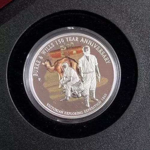2010 Burke & Wills 150th Ann. PROOF  1oz SILVER Coloured Coin. Perth Mint
