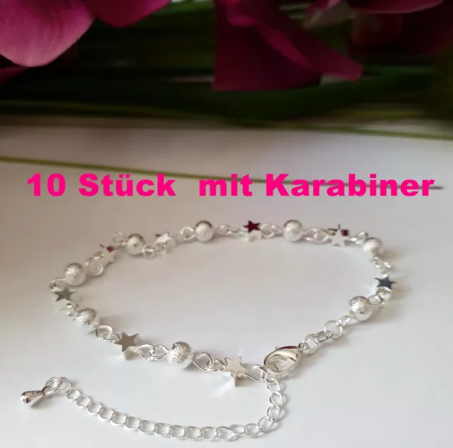 Sonderposten 10 x Armband 925 Silber Pl Stern Konvolut Großhandel Karabiner NEU