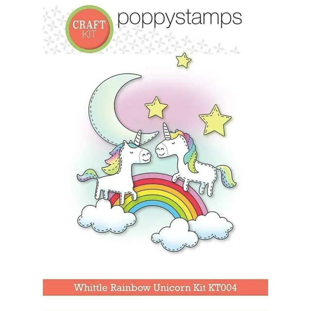 Poppystamps Clear Stamp & Die Set Whittle Rainbow Unicorn Kit