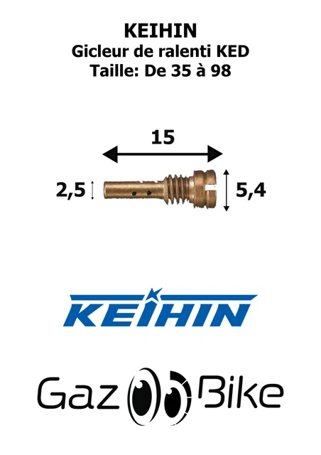 KEIHIN Gicleur de ralenti KED Taille 35 à 98 (Réf: KEDXXX) pour carburateur