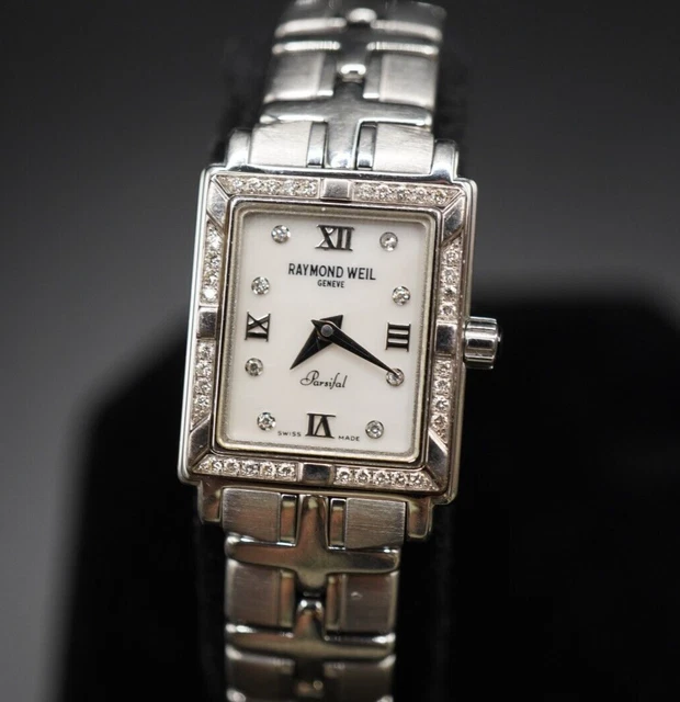 Raymond Weil Parsifal Mother of Pearl Dial SS Watch w Diamond Bezel 9631 A521