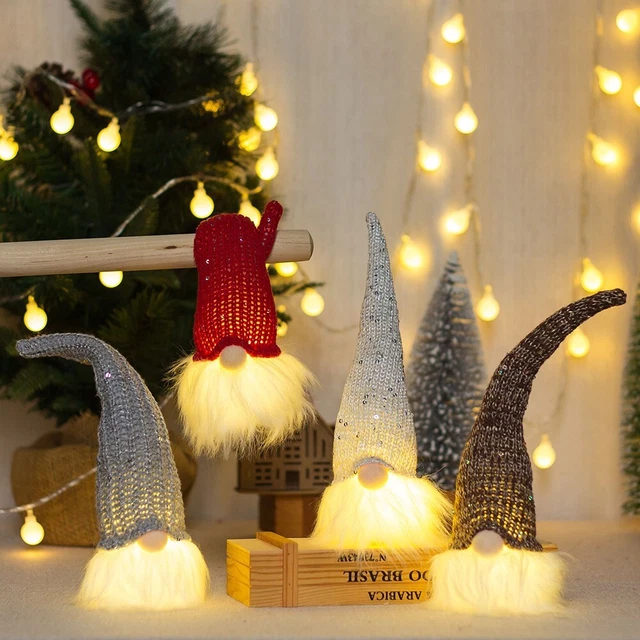Muñeca de felpa Navidad Chimenea Sin Cara Con Luz LED Fiesta Tela Puerta