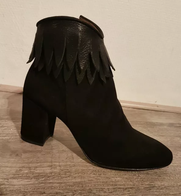 Destockage Bottines Cuir Noir Taille 37 / Boots Cuir Noir / Pointure 37 H404