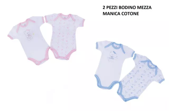 Bodino Body Americano bambino bambina Mezza Manica 0-36 mesi neonato neonata 2pz