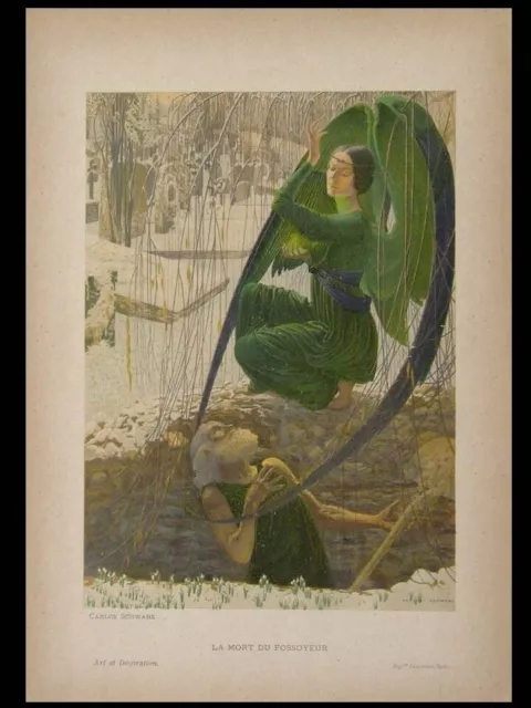 CARLOS SCHWABE, THE Death Of The Gravedigger - 1901 - Lithography $122. ...