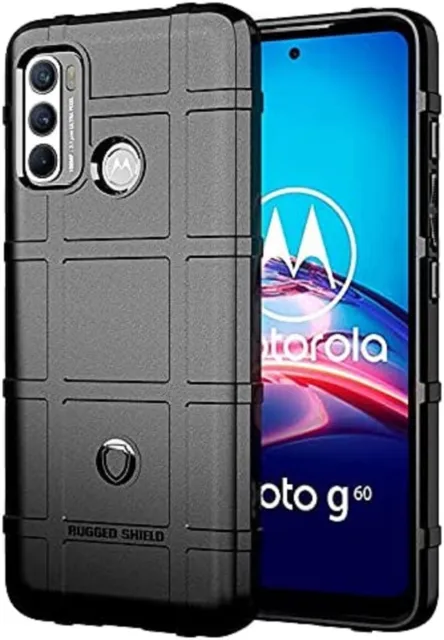SCHWARZ stoßfeste Handyhülle Silikonhülle passt Motorola Moto G60/G40 Fusion UK