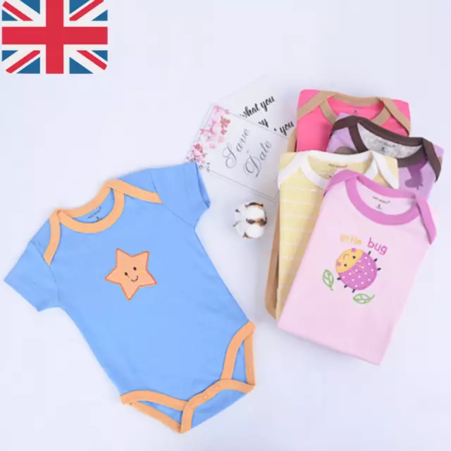 Baby Jungen Mädchen 5er-Pack Bodysuits Baumwolle lang- & kurzärmeliger Strampler Neugeborene - 24M 2