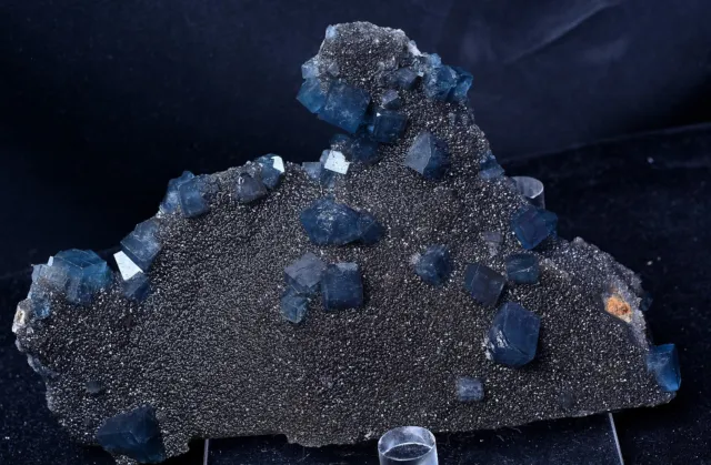 587 g New Find Transparent Blue Cube Fluorite Crystal Cluster Mineral Specimen