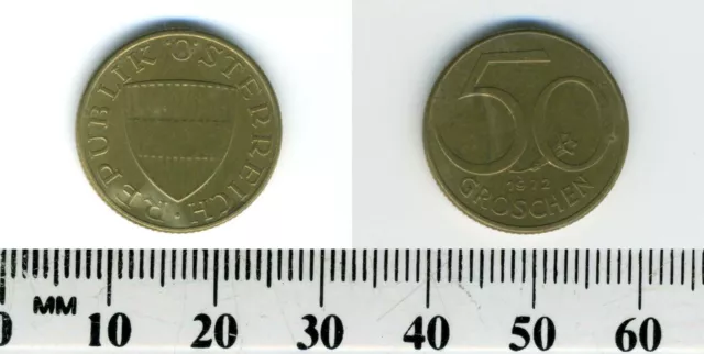 Austria 1972 - 50 Groschen Aluminum-Bronze Coin - Austrian Shield 5