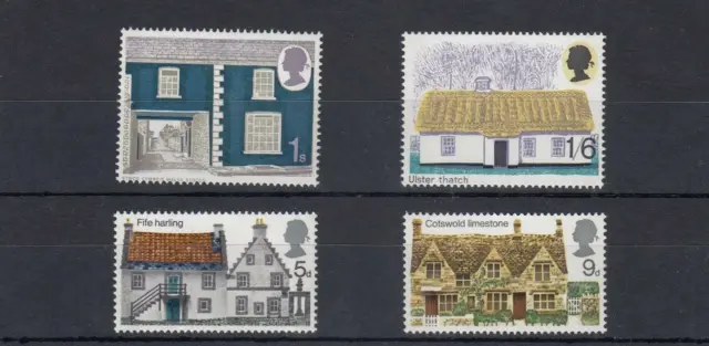 Gb 1970 British Rural Architecture Cottages Sg 815 818 Mint Stamp Set