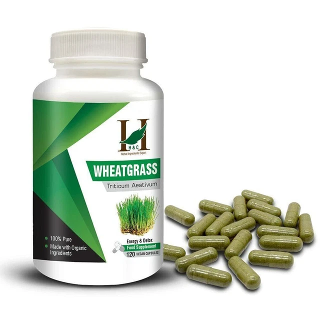 H&C Herbal Ingredients Expert Wheat grass Vegetarian - 120 Capsules (450mg Each)