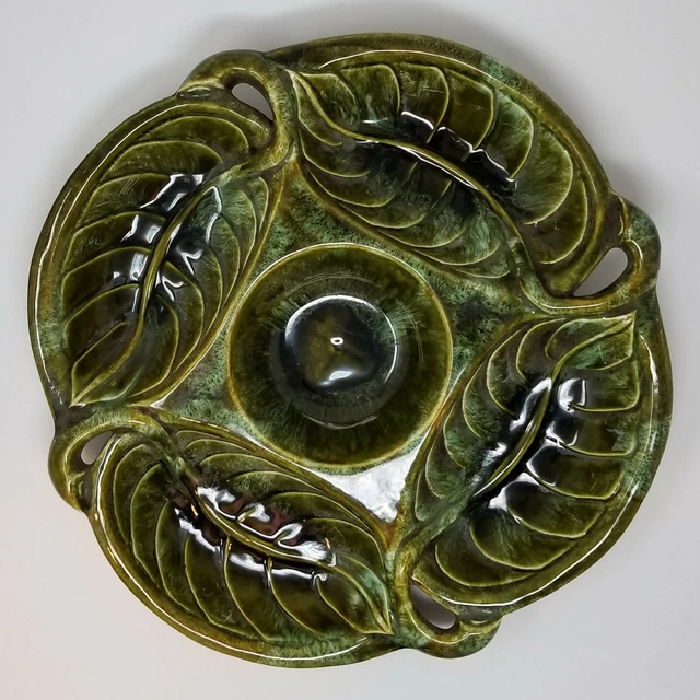 MCM Vintage Wade of California Green Leaves Serving Dish #722 Art Pottery
