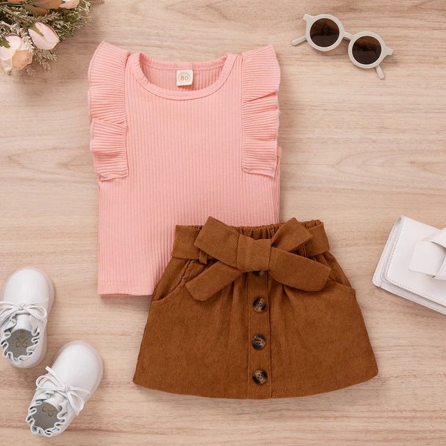 Abiti per bambina vestiti casual t-shirt top + pantaloncini gonne set abito 12