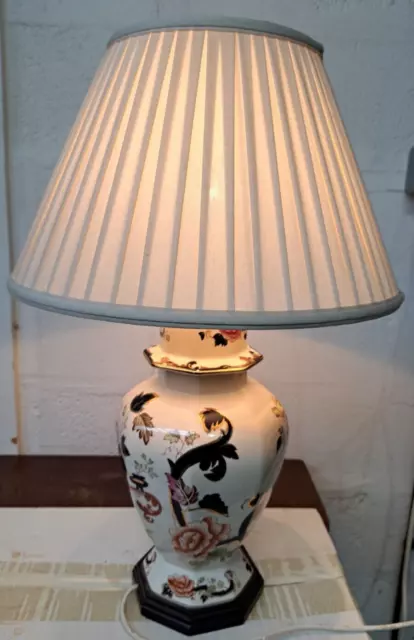 Masons Large Blue Mandalay Ironstone Table Lamp & Shade Masons Large Blue Mandalay Ironstone Table Lamp & Shade