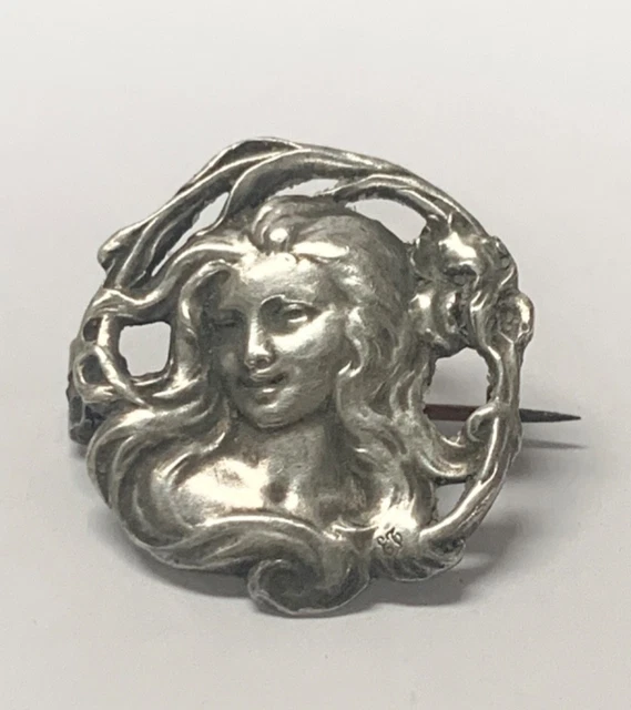 Broche Ancienne Art Nouveau - Motif Chardon (Écossais) - En Bronze - Bon État