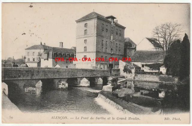 CPA ALENÇON (61) - Le Pont de la Sharte et le Grand Moulin - 1910