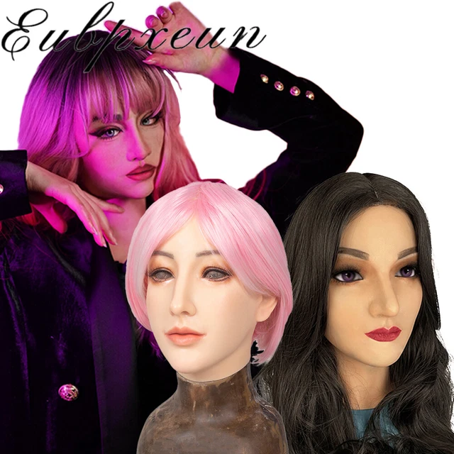 REALISTIC SILICONE FEMALE Mask Headwear Face Masks for Crossdresser ...
