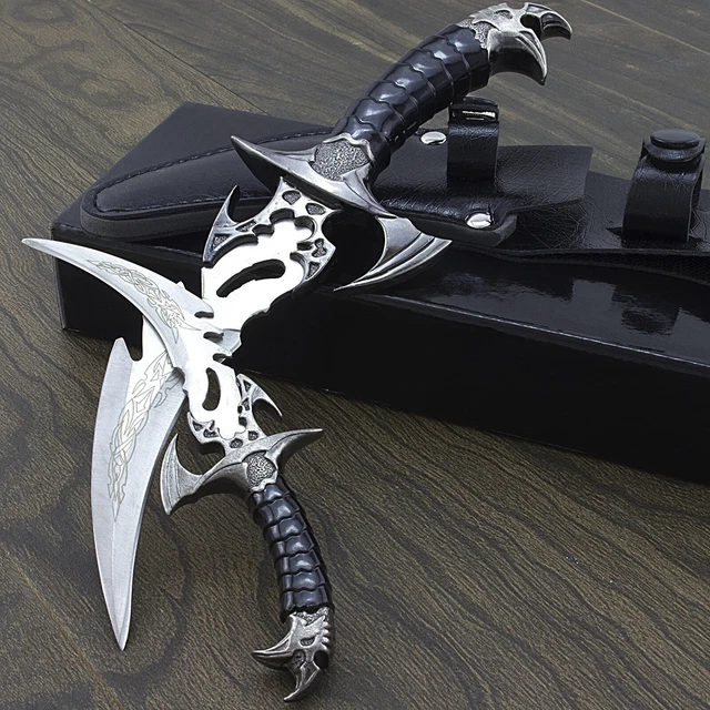 2 PIECE DRACO CLAW TWIN DAGGER FANTASY KNIFE SET w/ SHEATH Stainless Steel