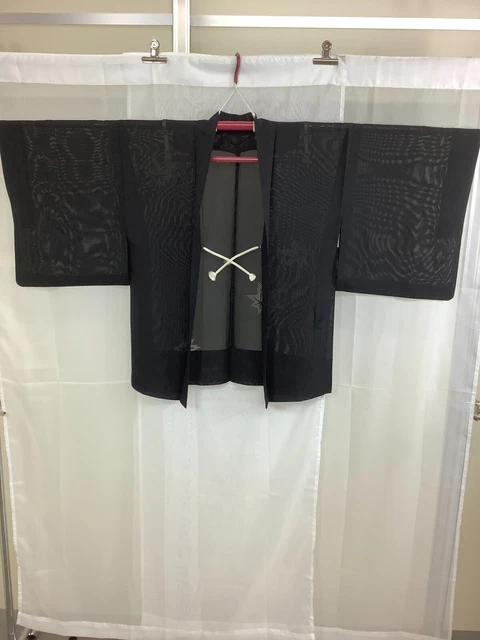 Japanese Vintage Kimono Haori Jacket SILK See Through Frontstrap Height29.92inch