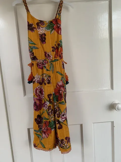 Next Girls Floral Mustard Playsuit, 3/4 Length Trousers, Size 5years
