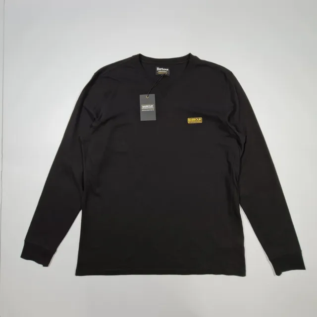 Barbour International Mens T Shirt Black XL Long Sleeve Cotton Top Logo Tee