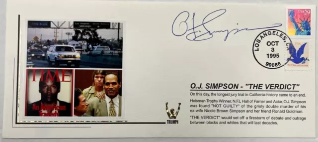 1995 O.J. Simpson " The Verdict " Signed First Day Cover BAS Sticker