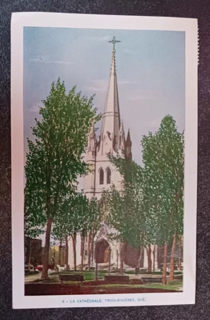 vintage white border postcard Cathedrale Trois-Rivieres Quebec CANADA posted